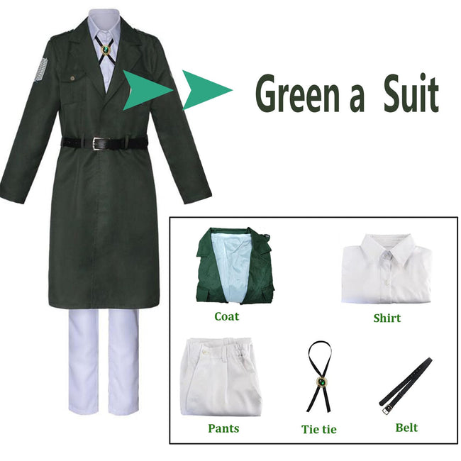 FMMOEK Halloween Cosplay Costume Anime Green Uniform Cloak Long Trench Coat for Adult (S, Green-A) Main Image