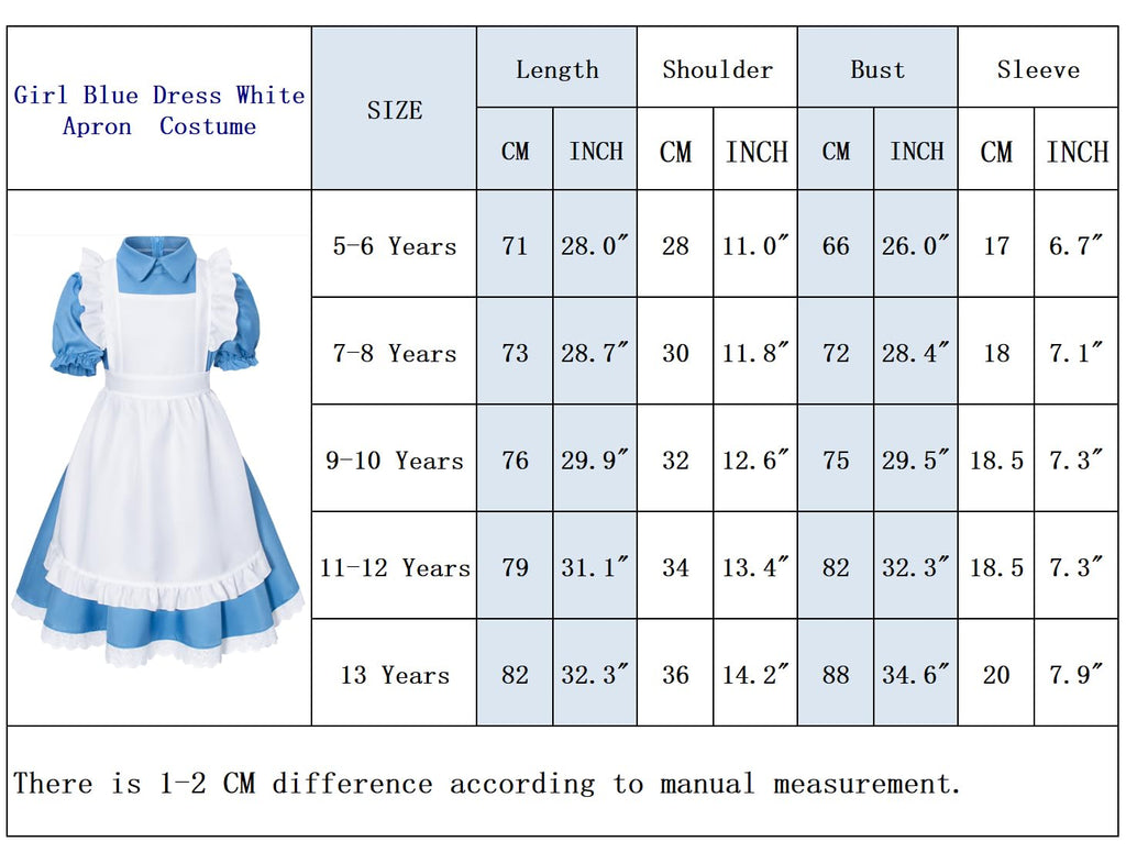 Irtysh Girl Blue Dress White Apron Halloween Cosplay Costume With Bow Hair Band Stockings Set(140)
