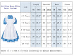 Irtysh Girl Blue Dress White Apron Halloween Cosplay Costume With Bow Hair Band Stockings Set(140)