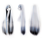 MapofBeauty 40" 100cm Anime Costume Long Straight Cosplay Wig Party Wig (White/Blue/Black)