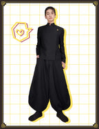 ABOJJFAC Black Cosplay High School Uniform With Earrings Wig Anime Jacket Pants Full Set For Halloween Costume (WigUniform, XXL)