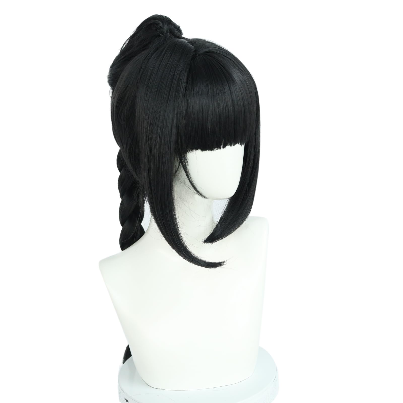 JoneTing Black Braided Wig【+Hair Cap】 Long Black Ponytail Wigs with Braids for Women Shadow Cosplay wig Blacked Ponytail Wig Long Braided Wig BG3 Cosplay Wig for Party Shadow Costume Outfit Halloween