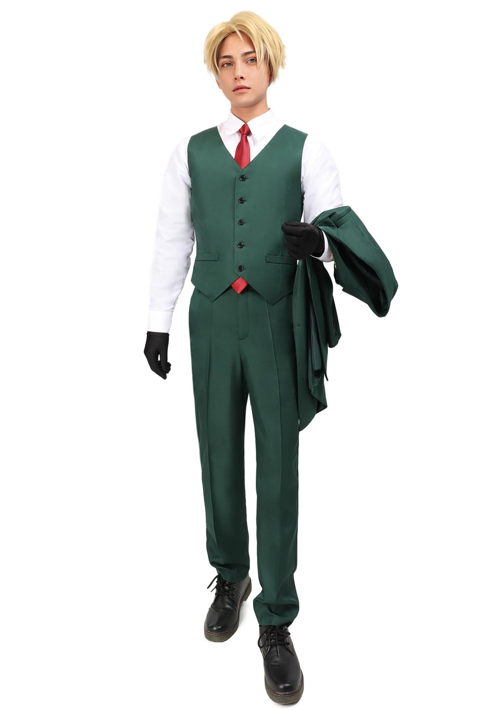 C-ZOFEK US Size Men's Cosplay Costumes Shirt Jacket Pant Uniform Suit Halloween Party Outfits,Small Green