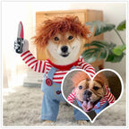 Pet Deadly Doll Chucky Dog Cosplay Funny Halloween Christmas Clothes Party Costume for Small Medium Large Dogs (L: Chest Circumference 27"-35")