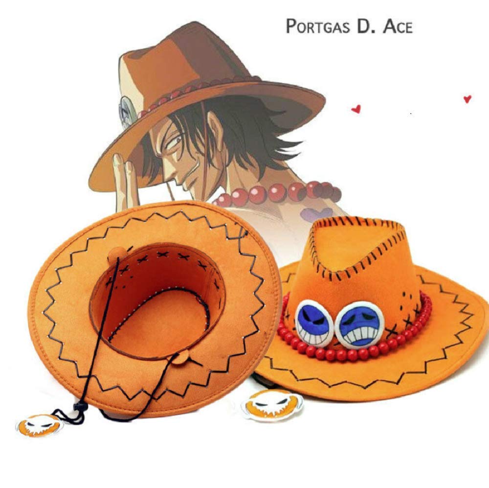 GK-O D Ace Cowboy Hat Costume Hats White Weard Pirates Regiment Ace Cosplay Fashion