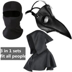 HAOSUN Plague Doctor Mask and Cloak Halloween Costumes for Men 3 in 1 Scary Masks for Adult