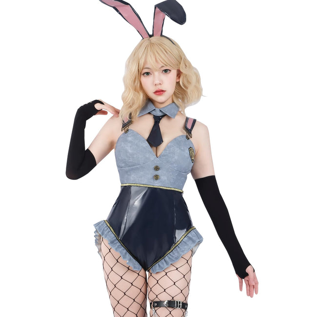 NSPSTT Bunny Girl Cosplay Blue Bunny Costume Women Denim Suit,Size S Hover Image
