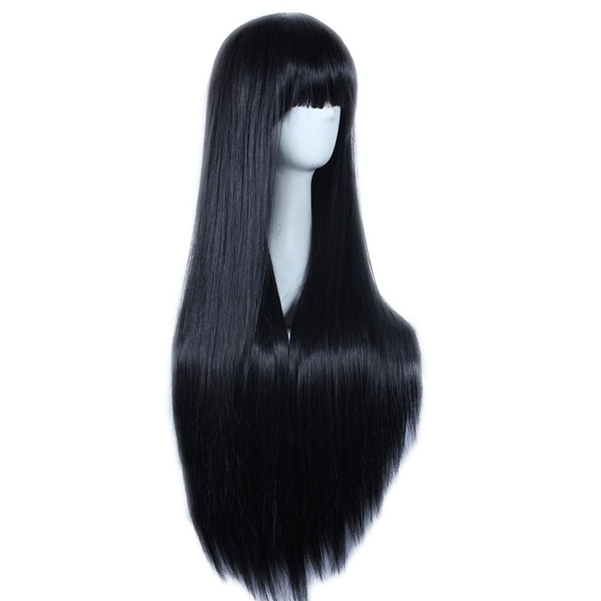 Akstore Wigs 32 inch Long Straight Anime Fashion Women's Cosplay Wig(Black)