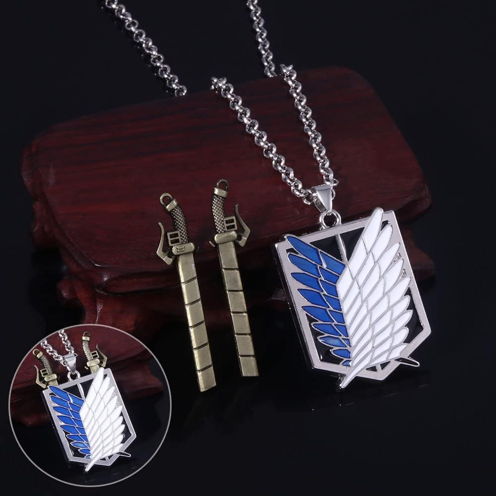 FAN X JEWELRY AOT Wings of Freedom Pendant Necklace - Shingeki No Kyojin Anime Chain - Gifts for Men Women and Fans