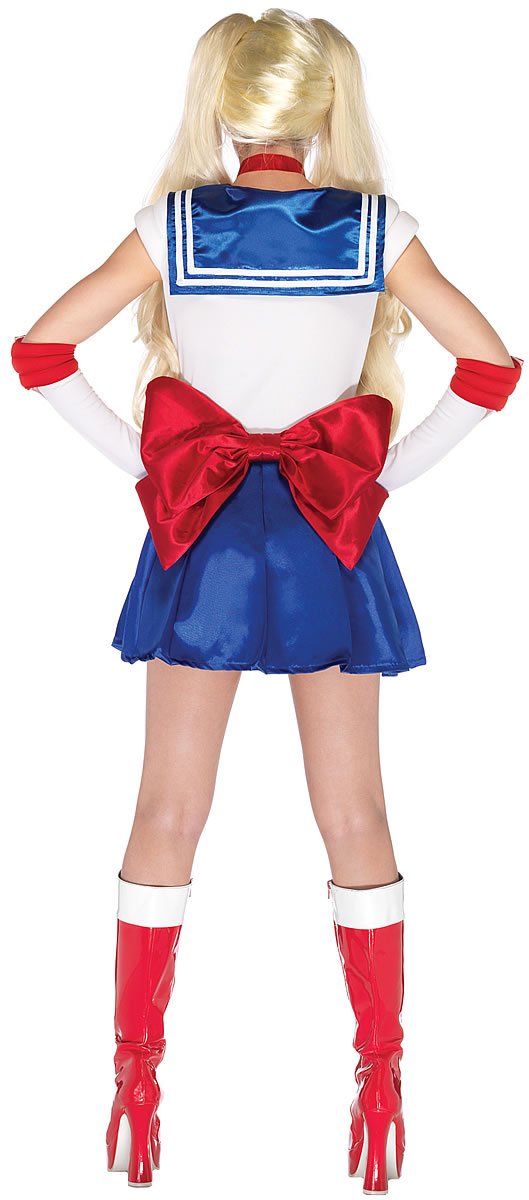 Leg Avenue Costumes 5Pc.Sailor Moon Dress Choker Gloves Headpiece Hair Clips, White/Blue, Small Main Image