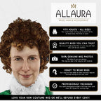 ALLAURA Compatible with Sonny Bono Wig – 60s 70s Men’s Short Brown Wig + Mustache for Hippie, Singer, TV Star, Cop, Detective Costumes – Liberty Duo, Limu & Doug, Uncle Rico, Retro Halloween Outfit