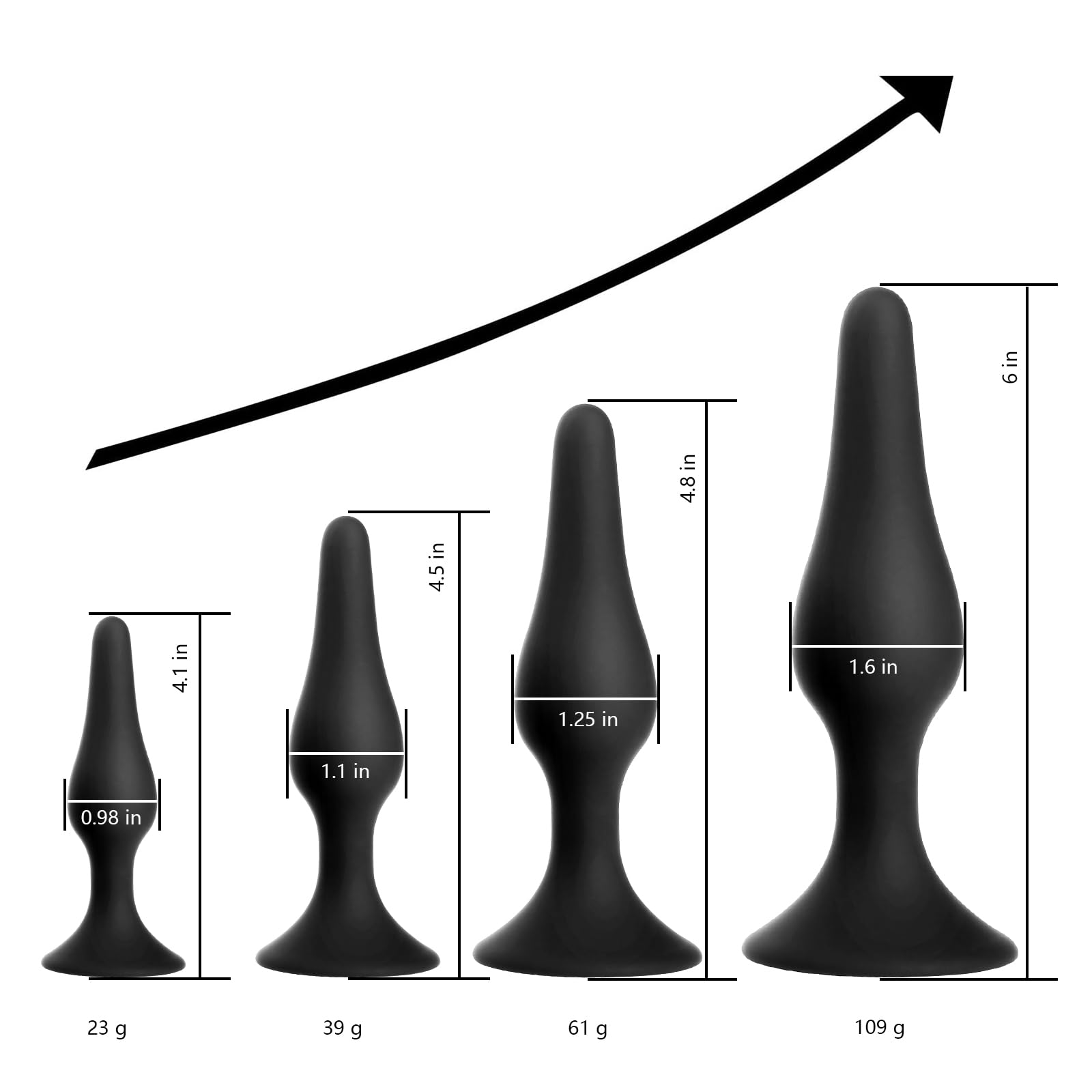 Anal Plug Sex Toys,HISIONLEE 5PCS Sex Anal Toys Silicone Butt Plug Training Kit for Adult Sex Toys & Games Women Male and Beginners (Black)