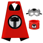 Mizzuco Dress Up Capes for Kids Superhero Cloak with Mask and Waistband Halloween Costumes and Party Dress up(Red Gray)