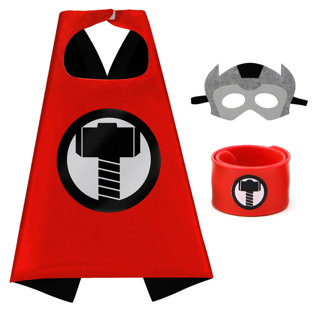 Mizzuco Dress Up Capes for Kids Superhero Cloak with Mask and Waistband Halloween Costumes and Party Dress up(Red Gray) Hover Image
