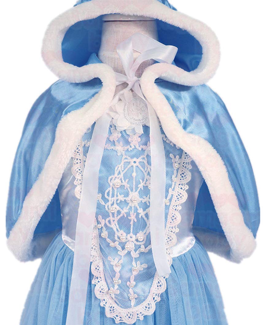 MYZLS Cinderella Princess Dress Girls Snow White Fancy Party Costume Halloween Dress Up Outfit Size 110, 3-4 Years,Blue