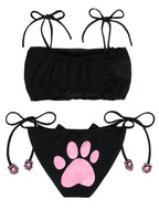 JustinCostume Women's Cosplay Lingerie Set Kitten Keyhole Cute Sexy Outfit Medium Black