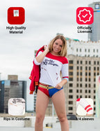 COCO BRANDS Suicide Squad Harley Quinn Daddy Little Monster Halloween Costume Cosplay for Women White Raglan T-Shirt