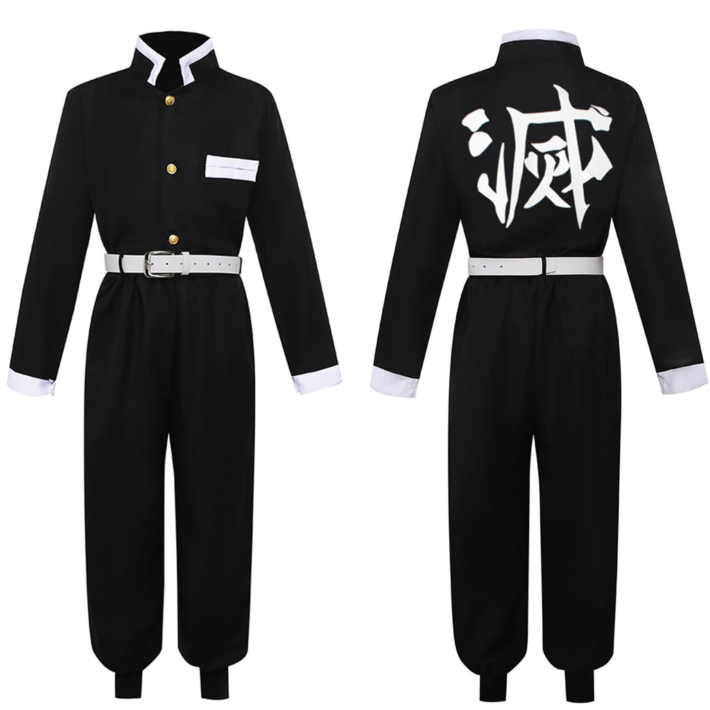 Mscawow Kids Anime Costume Kamado Tanjir Cosplay Kimono Set Halloween Costume with Green Cloak & Belt for Boys
