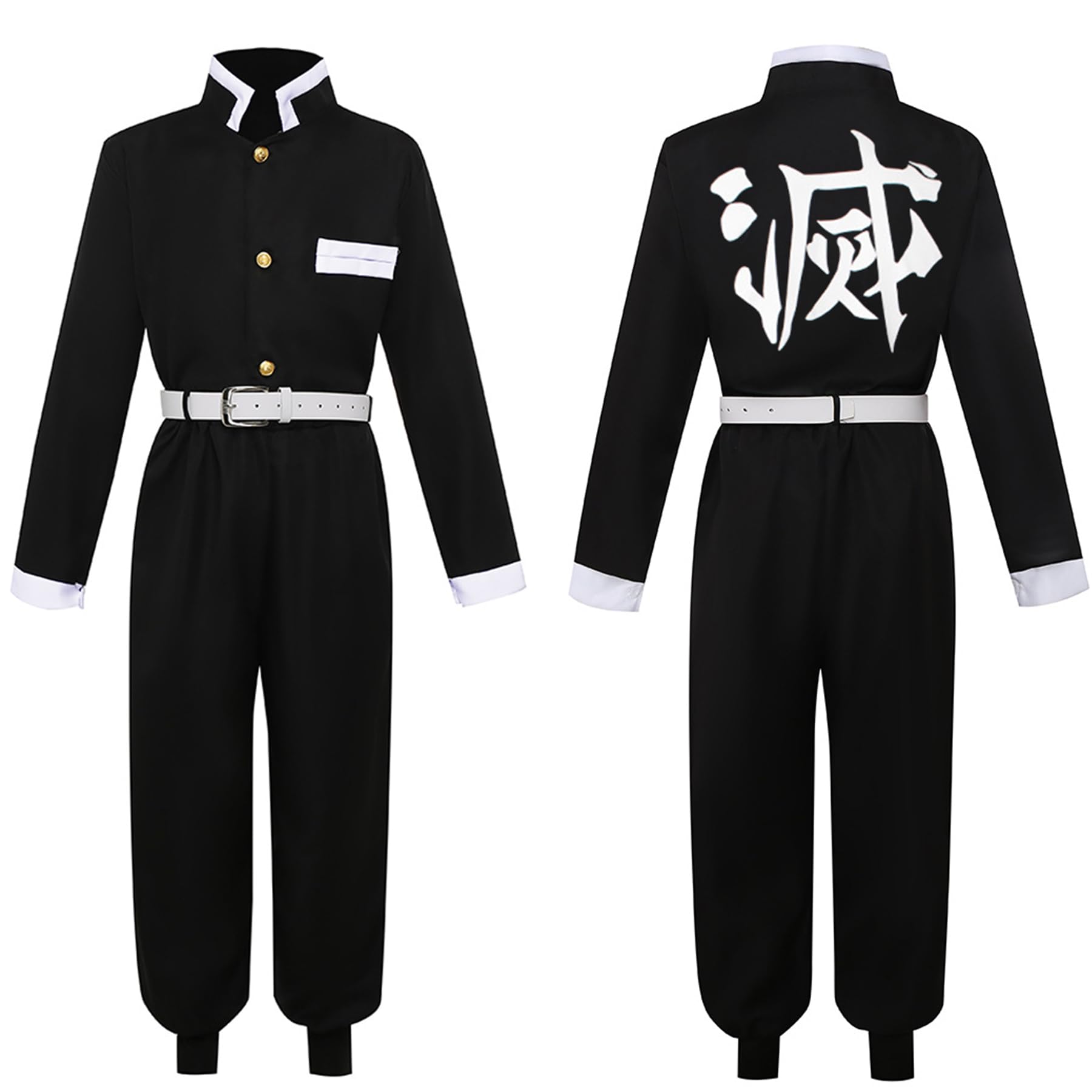 Mscawow Kids Anime Costume Kamado Tanjir Cosplay Kimono Set Halloween Costume with Green Cloak & Belt for Boys