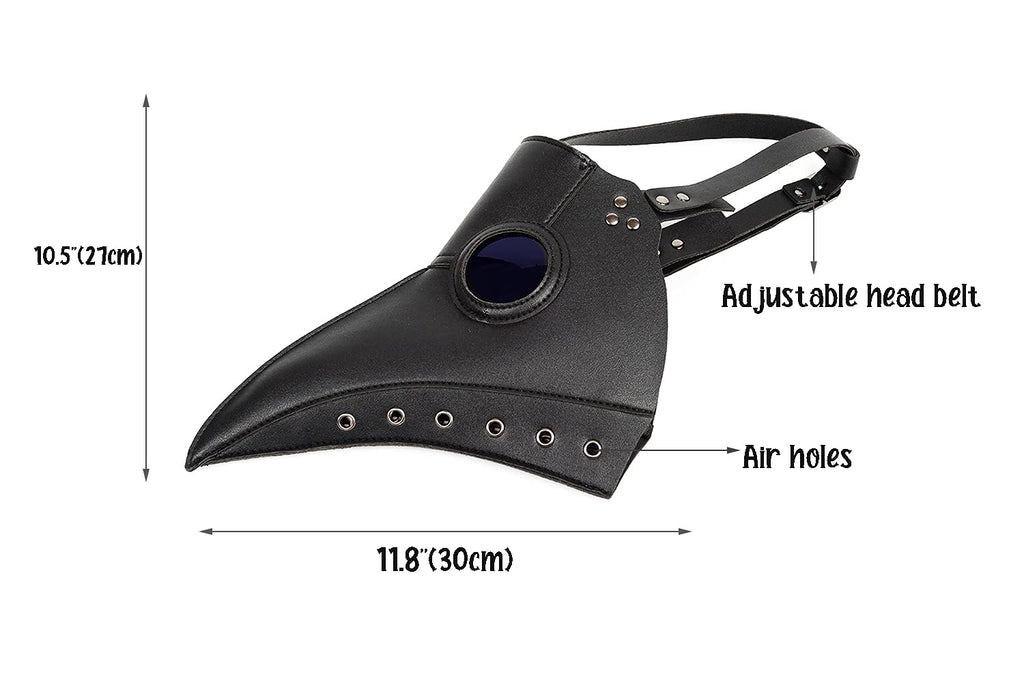Raxwalker Halloween Plague Doctor Mask Steampunk Cosplay Costume Bird Beak Mask Long Beak Raven Masks Prop for Men and Boys(1 Pc Black)
