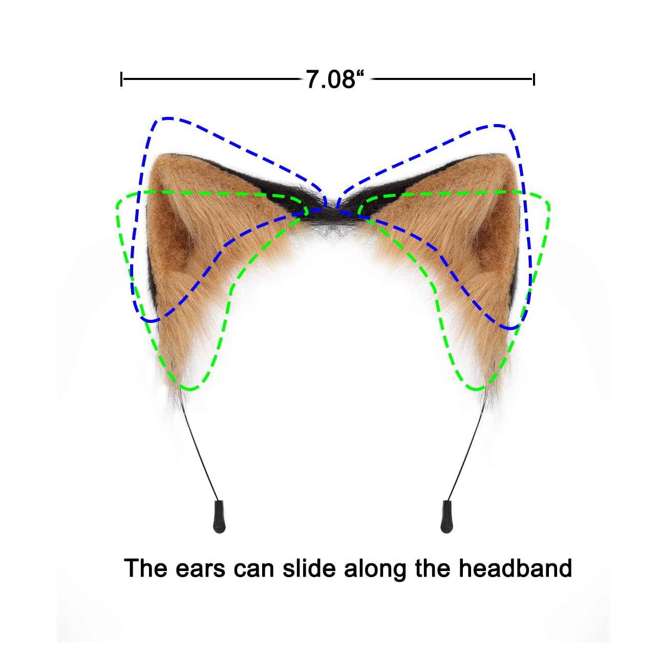 Cat Ears and Wolf Fox Animal Tail Cosplay Costume Faux Fur Hair Clip Headdress Halloween Leather Neck Chocker Set