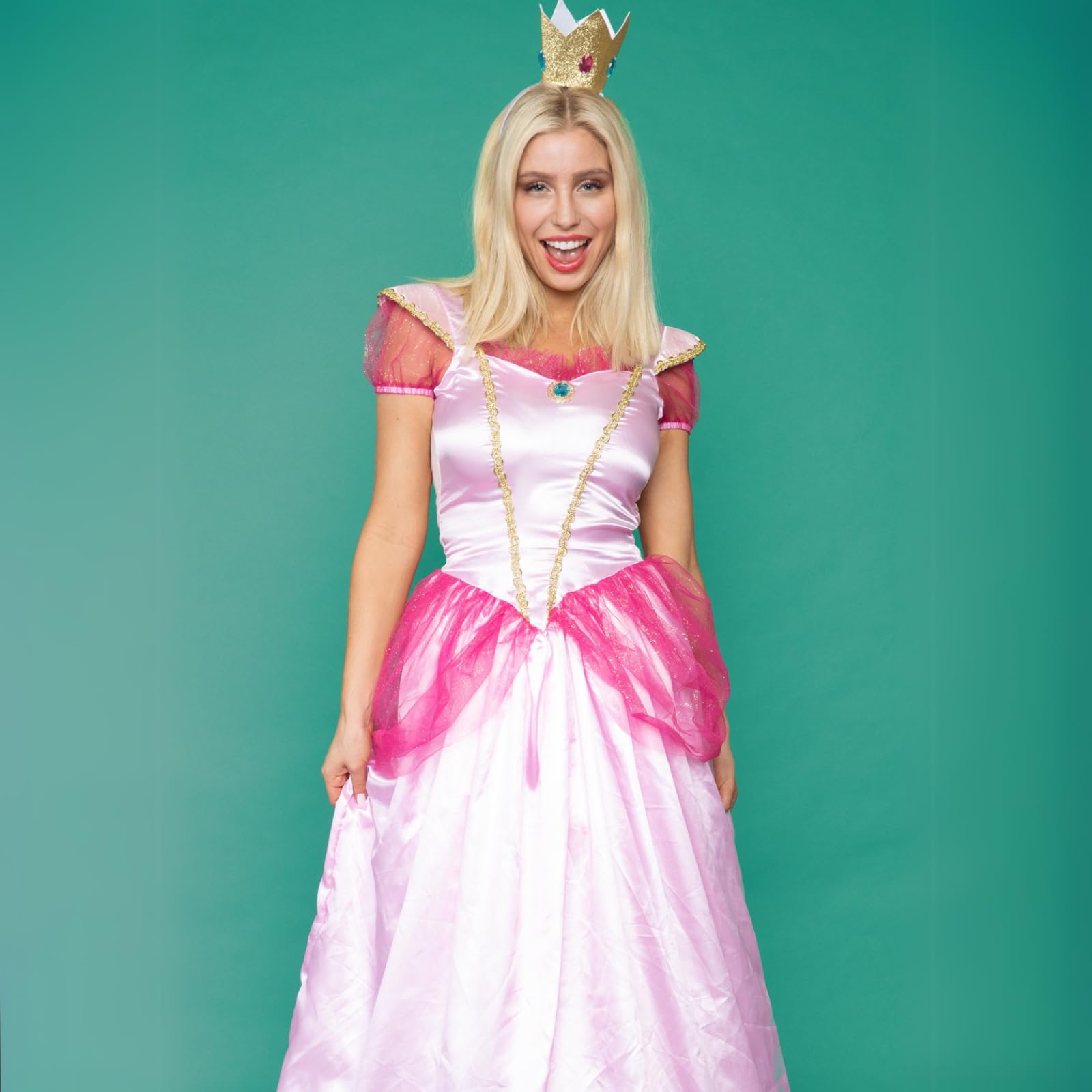 Leg Avenue Womens 2 Pc Classic Pink Princess Costume with Satin Gown, Crown Headband, MEDIUM, Pink