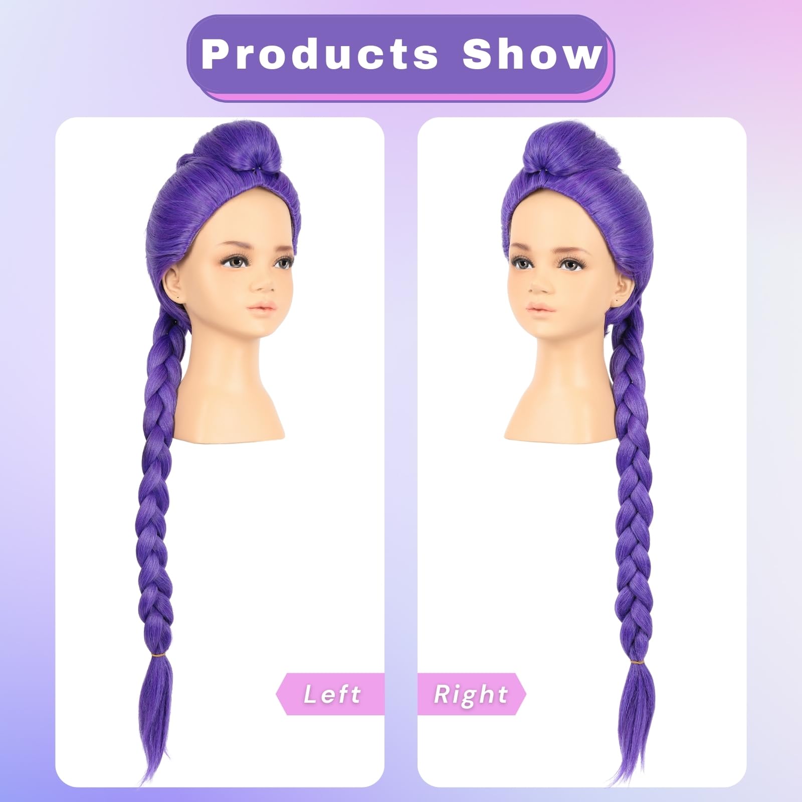 morvally 33.5 Inches Purple Long Braided Ponytail Wig - Anime Cosplay Wigs for Halloween Costume Party (Purple)