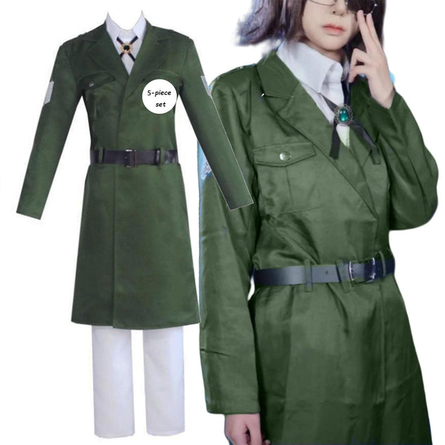 FMMOEK Halloween Cosplay Costume Anime Green Uniform Cloak Long Trench Coat for Adult (S, Green-A) Hover Image