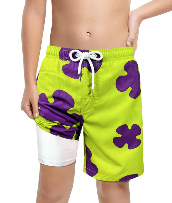 LUCOWEE Boys Swim Trunks Built-in Soft Shorts Lined no Chafe Swimming P Star Cosplay Bathing Suit Sandless Stretchy Functional Drawstring Quick Dry UPF 50+ Size 7 8 Hover Image
