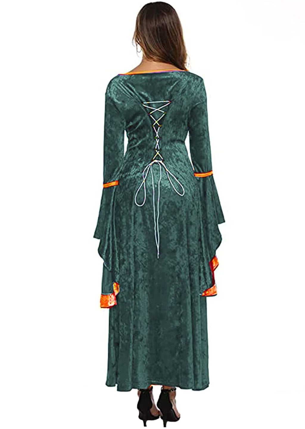 YEAXLUD Womens Renaissance Medieval Costume Dress Lace up Irish Over Long Dresses Cosplay Retro Gown S-5XL (XL, Green)
