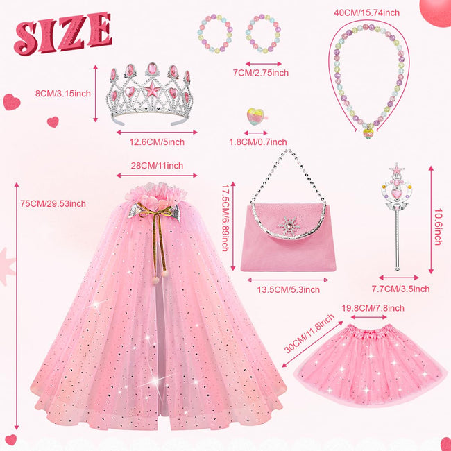 Meland Princess Dress up Clothes for Girl, 11Pcs Princess Cape with Kid Crown Toys,Dresses for Girl 3,4,5,6,7,8 Birthday Gift Main Image