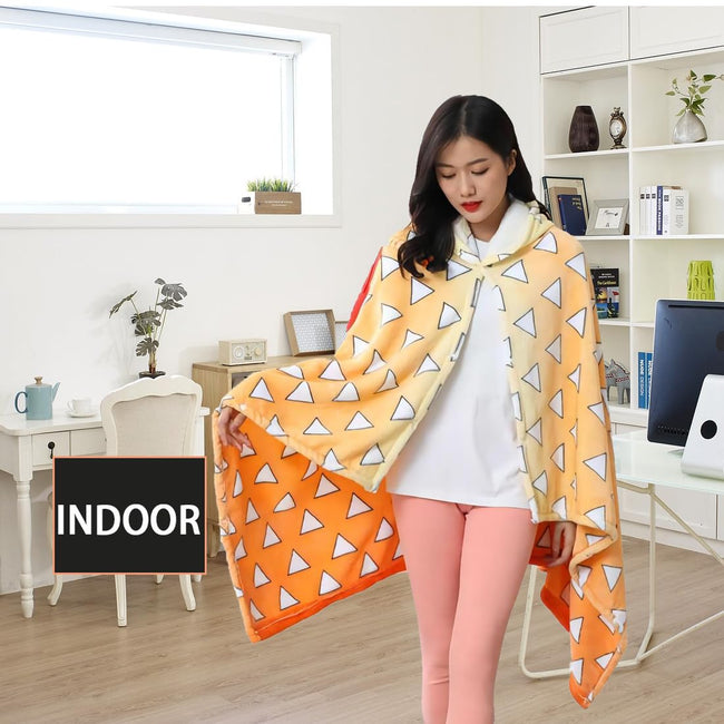 Juejuezi Hooded Wearable Blanket Hoodie Throw Blanket Cloak Cosplay Costume Shawl Wrap Nap Quilt 160x100 cm/63x40in(Yellow,One Size) Main Image