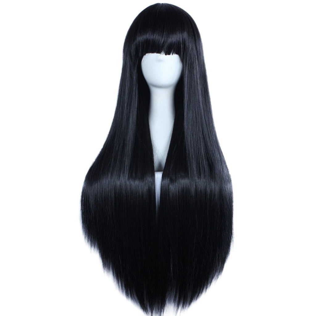Akstore Wigs 32 inch Long Straight Anime Fashion Women's Cosplay Wig(Black)