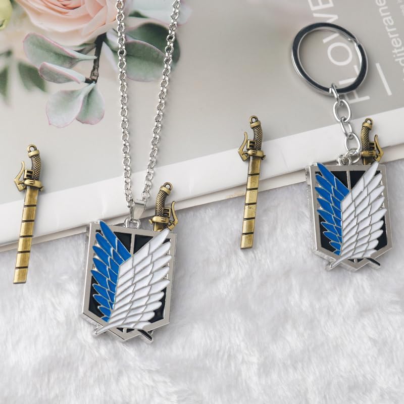 FAN X JEWELRY AOT Wings of Freedom Pendant Necklace - Shingeki No Kyojin Anime Chain - Gifts for Men Women and Fans