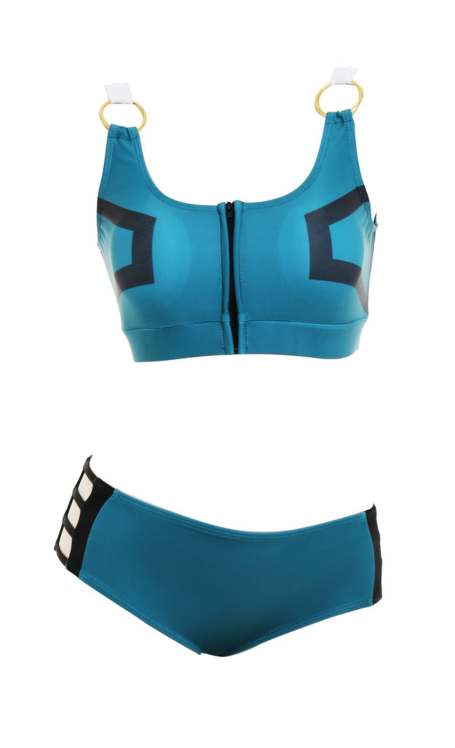 haikyuu Womens Bikini Swimsuit Anime Style Bathing Suit Japanese Cartoon Swimwear (Aqua Blue, X-Large) Hover Image