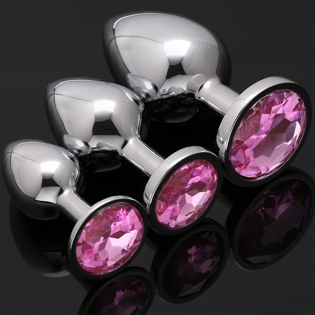 Akstore 3 Pcs Luxury Jewelry Design Fetish Anal Butt Plug(Pink)