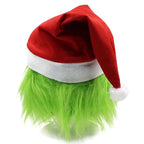 YTZCZW Green Cosplay Mask Halloween Costume Latex Scary Santa Hat Party Prop Christmas Decorations (Mask)