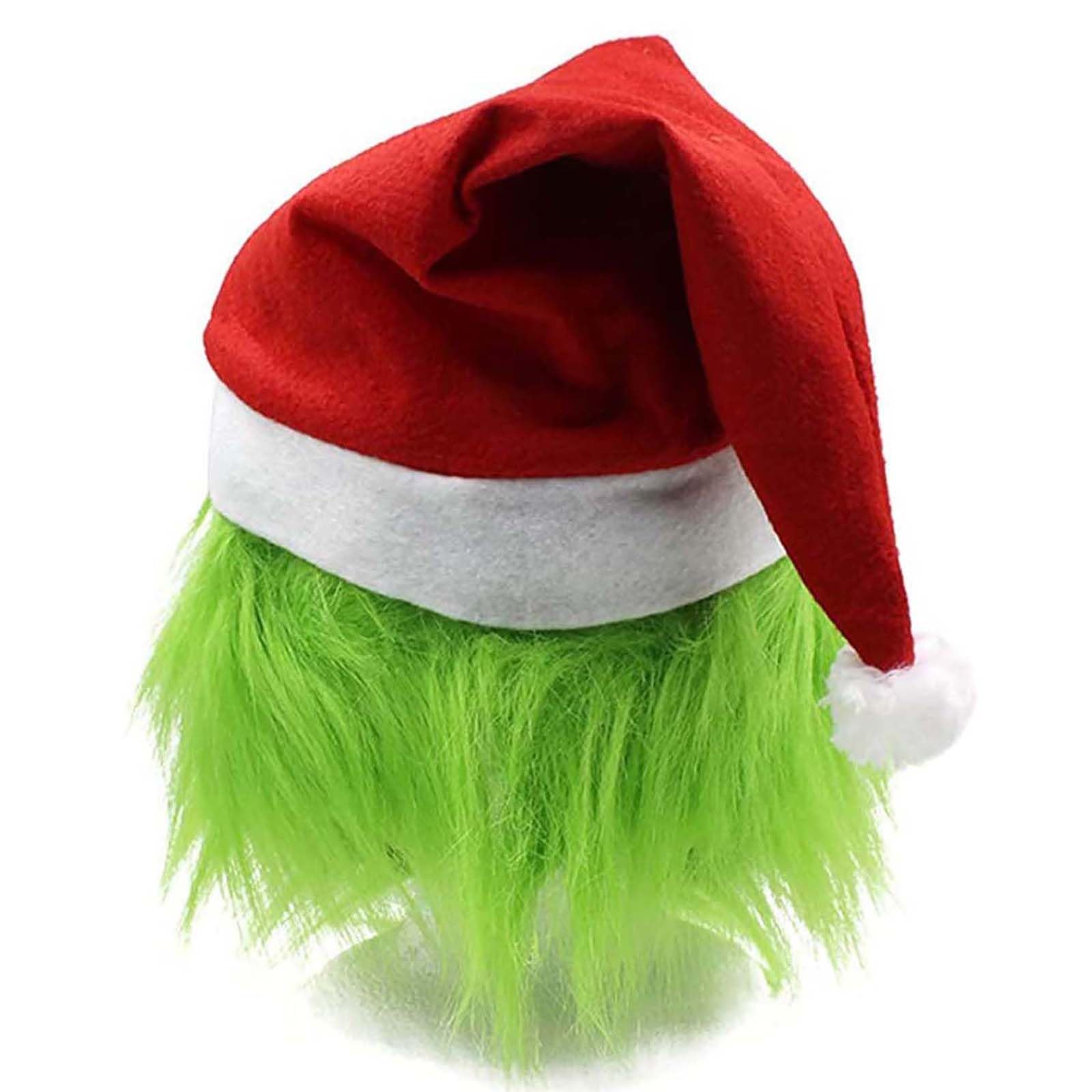 YTZCZW Green Cosplay Mask Halloween Costume Latex Scary Santa Hat Party Prop Christmas Decorations (Mask)