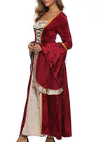 YEAXLUD Womens Renaissance Medieval Costume Dress Lace up Irish Over Long Dresses Cosplay Retro Gown S-5XL (XL, Wine Red)