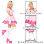 Leg Avenue 3 Piece Pink Dress Set-Cute Princess Halloween Costume with Tiara and Gloves for Adult Women, Medium