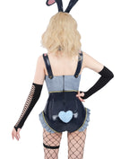 NSPSTT Bunny Girl Cosplay Blue Bunny Costume Women Denim Suit,Size S