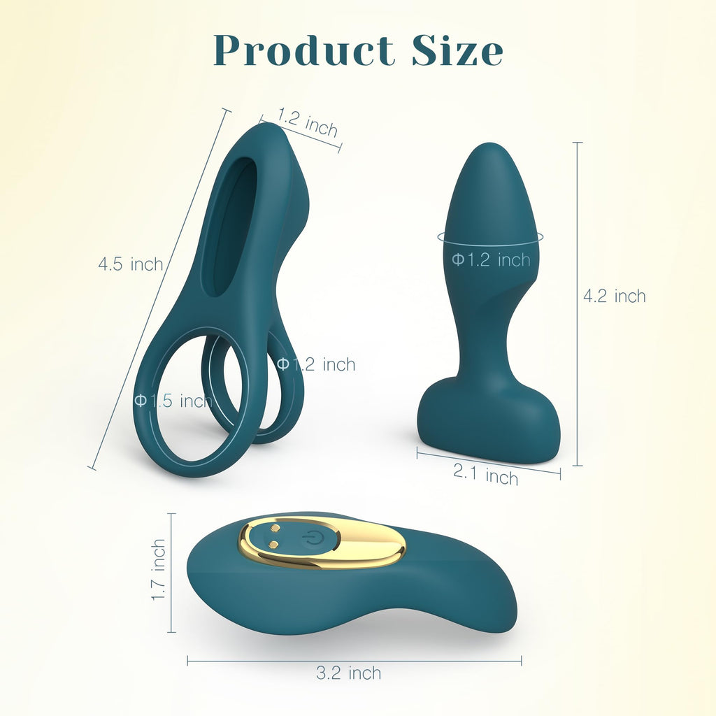 Tracy's Dog Vibrator Kit for Couples, Removable Vibrating Bullet with 3 Silicone Attachments (Cock Ring, Wearable Panty, Butt Plug Sleeve) — Remote Control Adult Sex Toys for Women & Partner Play