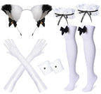 Wannsee Anime French Maid Apron Lolita Fancy Dress Cosplay Costume Furry Cat Ear Gloves Socks set(XL)