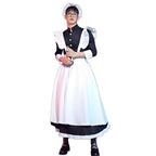 Volrath Womens Japanese Maid Cosplay Costume Fancy Black White Dress Outfit Halloween Apron with Headwear Socks Sets(XXL,BlakcW)