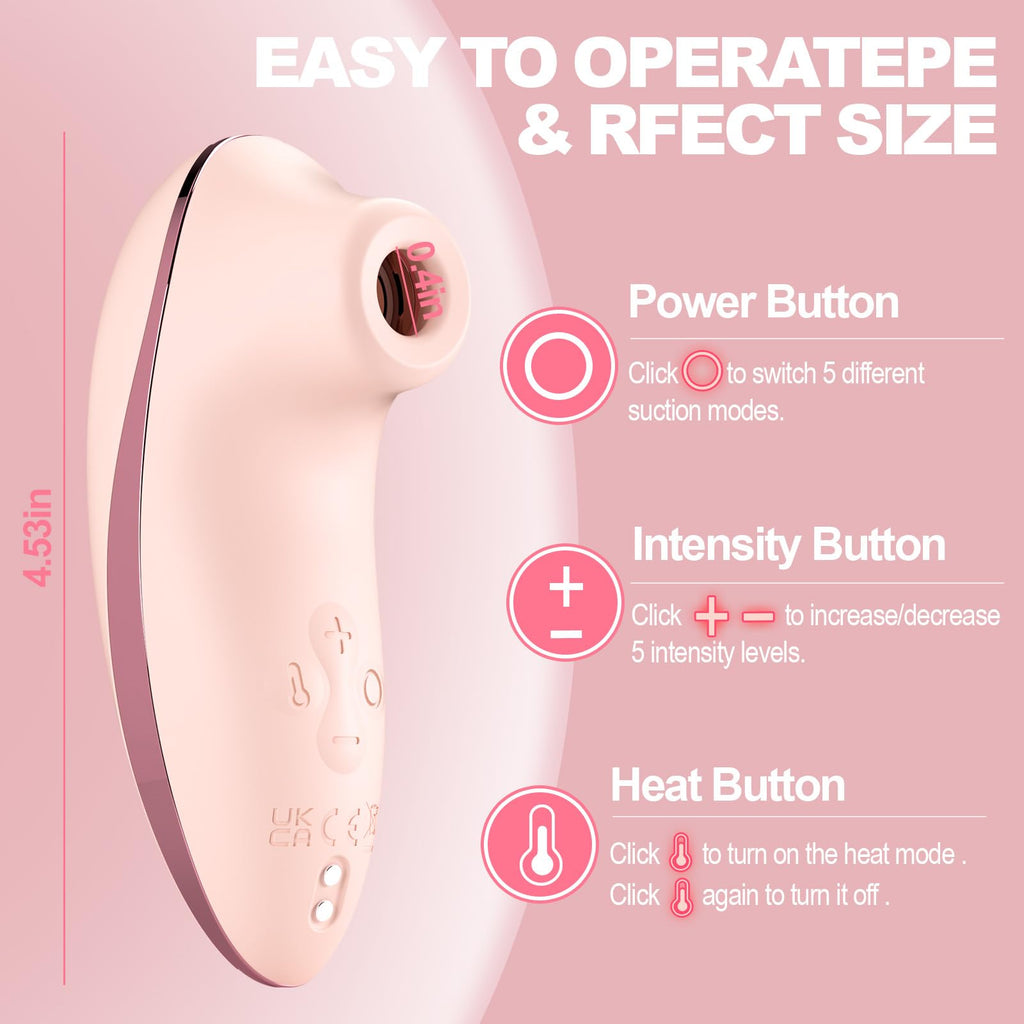 Sucking Vibrator Adult Sex Toys - Heating Pulse Pure Sucker APP Remote Clitoral Vibrator with 5 * 5 Suction, Clitoris Nipple Stimulator Waterproof Rose Sex Toys for Women Female Couples Pleasure