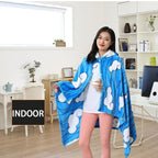 Juejuezi Hooded Wearable Blanket Hoodie Throw Blanket Cloak Cosplay Costume Shawl Wrap Nap Quilt 160x100 cm/63x40in(Blue,One Size)