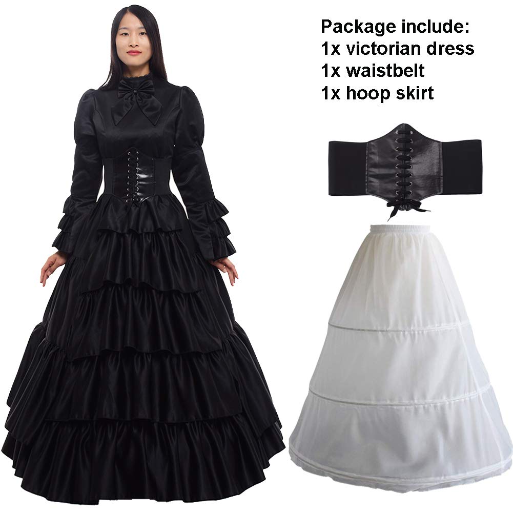 GRACEART Women Gothic Victorian Rococo Dress Costumes Balck M