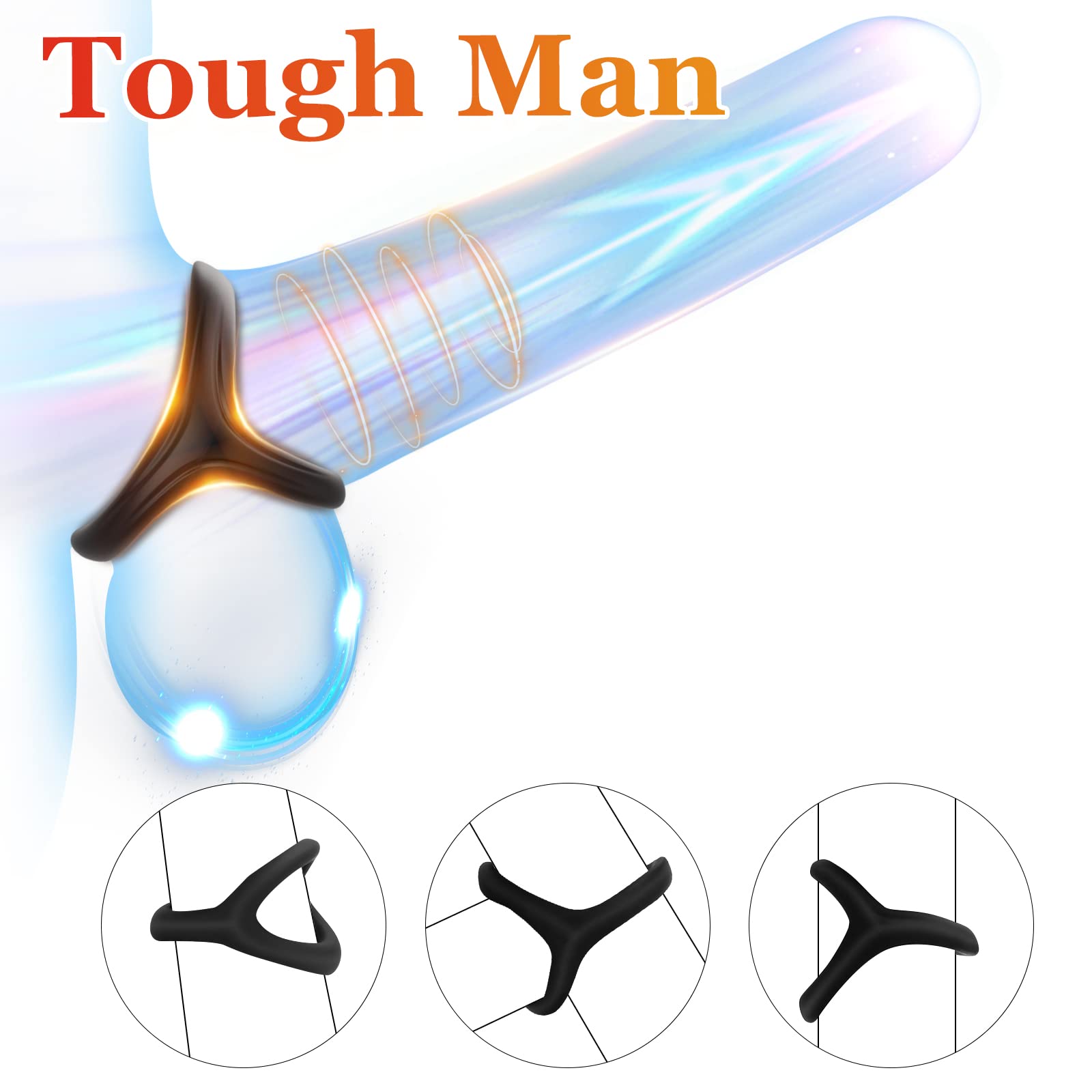 Silicone Penis Ring for Men, Adorime 3 in 1 Ultra Soft Stretchy Cock Ring Penis Enlargers Erection Tool, Sex Toy for Men