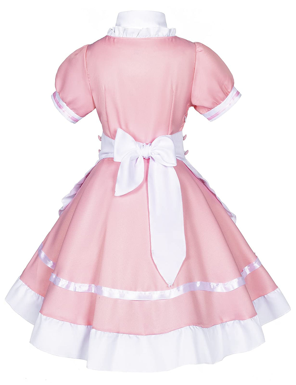 Japanese Anime Sissy Maid Dress Cosplay Sweet Classic Fancy Apron Socks Gloves Faux Fur Cat Furry Headwear Set Pink(S)