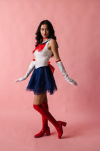 Playhaus Costumes Sailor Costume – Women Anime Moon Diva Outfit, Adult Halloween Festival Party Cosply Set (Navy Blue, S)